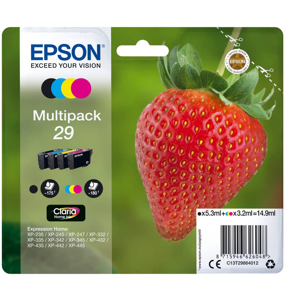 Inkjetpatronen Nr.29 schwarz, cyan, magenta, yellow   Multipack EPSON C13T29864012