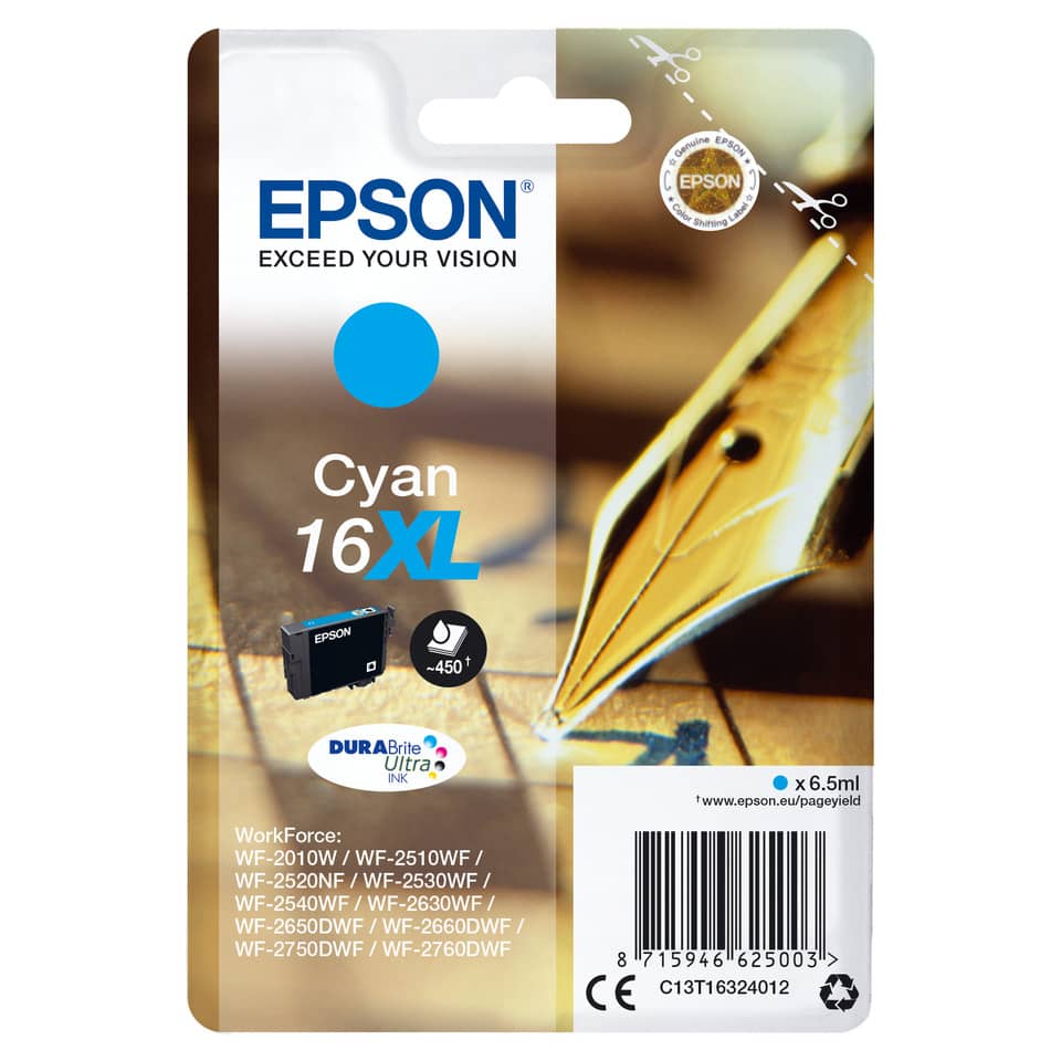 Inkjetpatrone Nr. 16XL cyan   6,5ml EPSON C13T16324012 EPSON C13T16324012 6,5ml