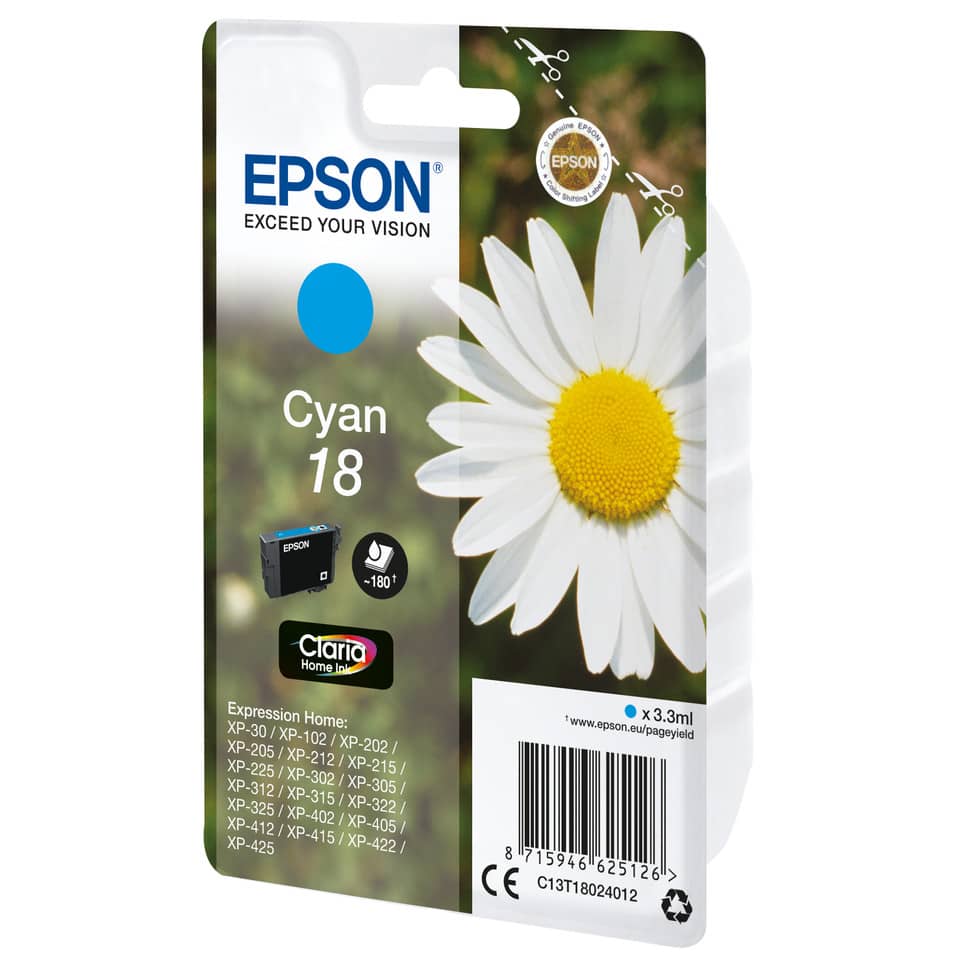 Inkjetpatrone Nr. 18 cyan   3,3ml EPSON C13T18024012 EPSON C13T18024012 3,3ml