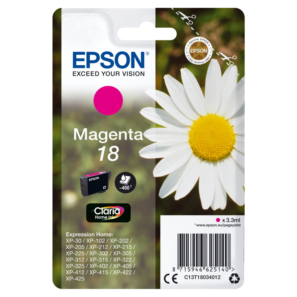 Inkjetpatrone Nr. 18 magenta   3,3ml EPSON C13T18034012 EPSON C13T18034012 3,3ml