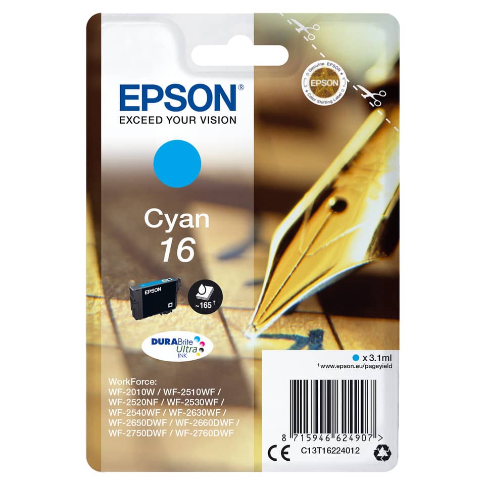 Inkjetpatrone Nr. 16 cyan   3,1ml EPSON C13T16224012 EPSON C13T16224012 3,1ml