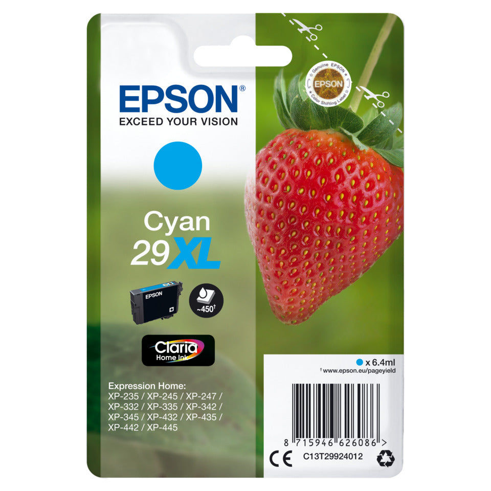 Inkjetpatrone Nr. 29XL cyan EPSON C13T29924012