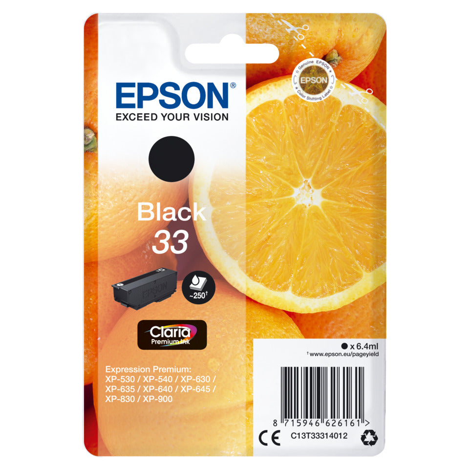 Inkjetpatrone Nr. 33 schwarz   6,2ml EPSON C13T33314012 EPSON C13T33314012 6,2ml