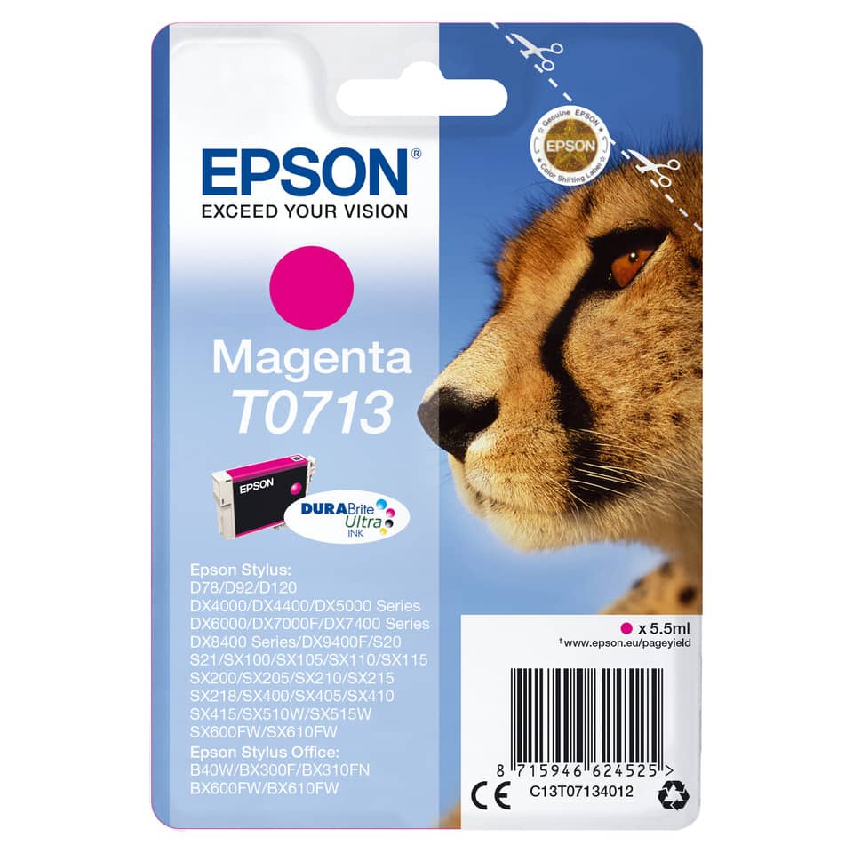 Inkjetpatrone T0713 magenta   5,5ml EPSON C13T07134012 EPSON C13T07134012 5,5ml
