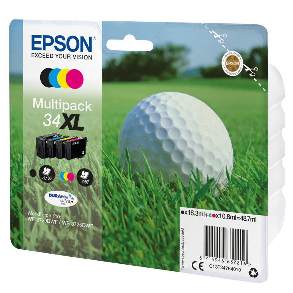 Inkjetpatrone Nr.34XL schwarz, cyan, magenta, yellow   Multipack EPSON C13T34764010 EPSON C13T34764010 Multipack