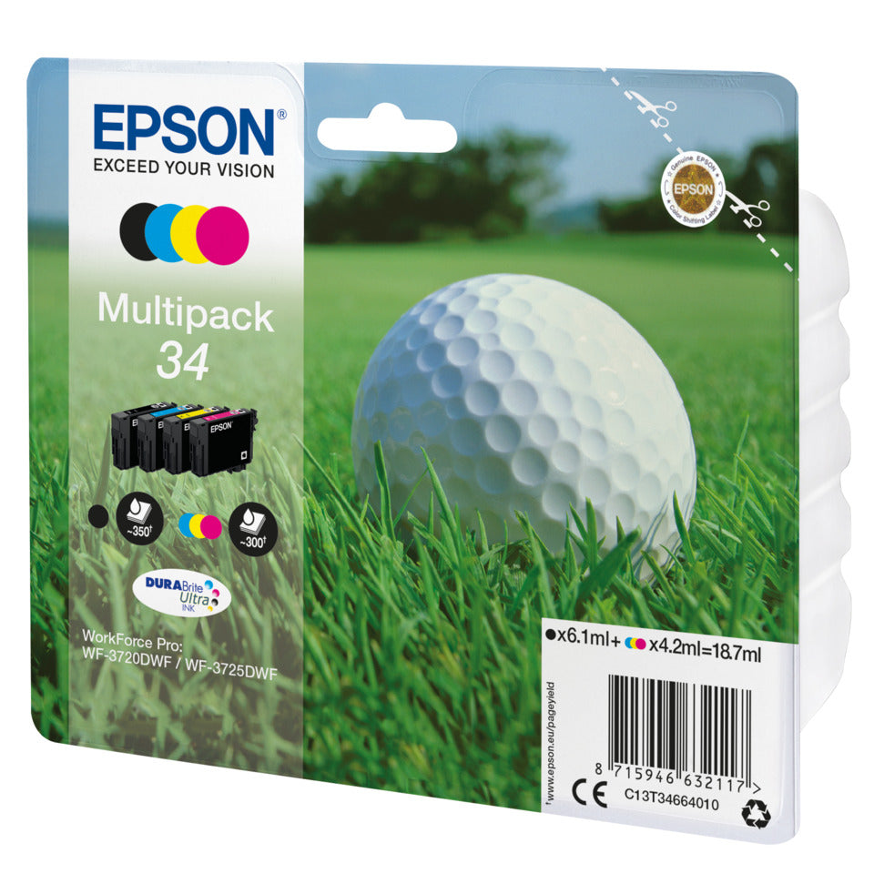 Inkjetpatrone Nr.34 schwarz, cyan, magenta, yellow   Multipack EPSON C13T34664010 EPSON C13T34664010 Multipack