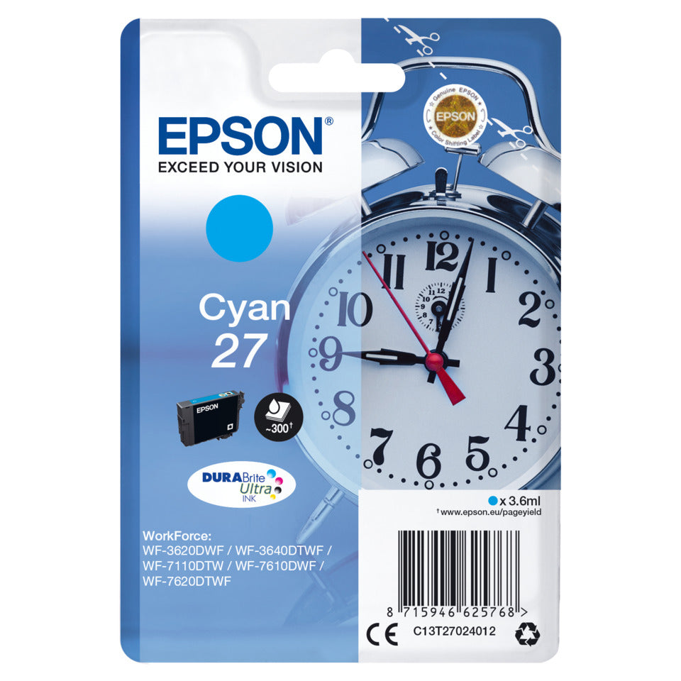 Inkjetpatrone Nr. 27 cyan EPSON C13T27024012