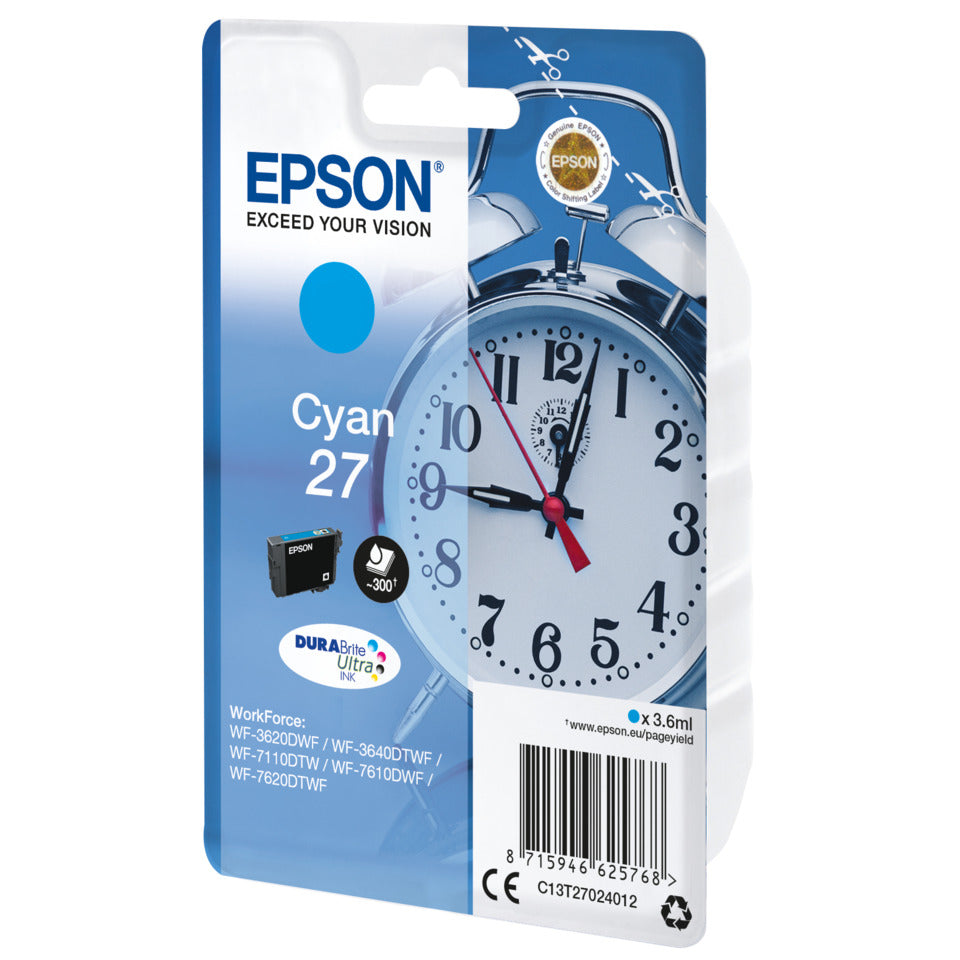 Inkjetpatrone Nr. 27 cyan EPSON C13T27024012