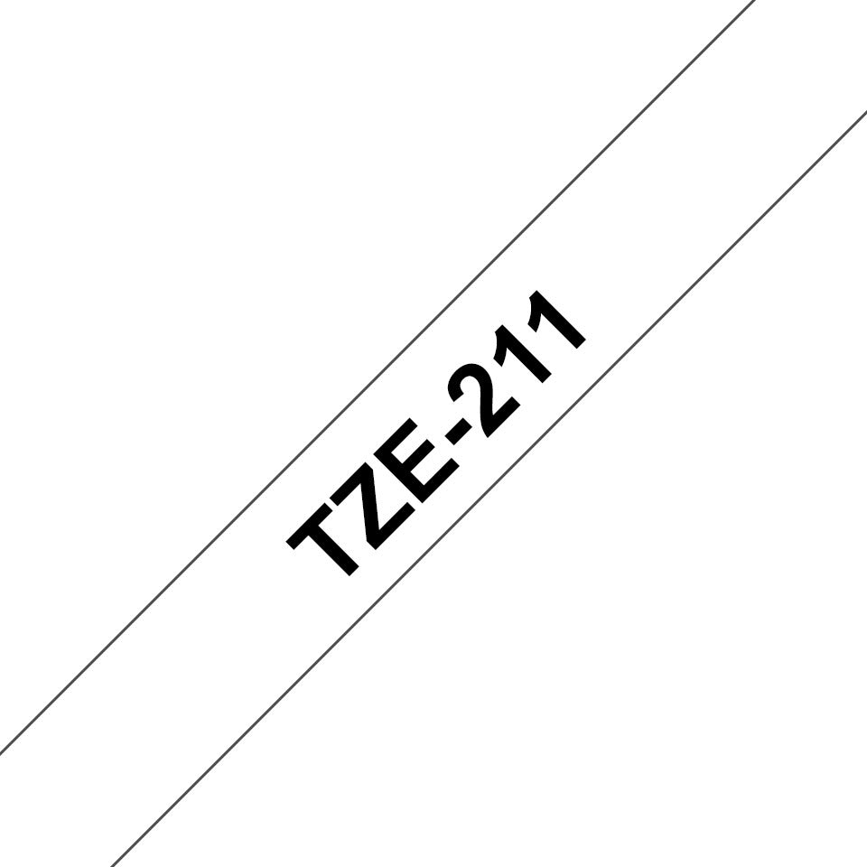 Schriftband, 6mmx8m, schwarz/weiß BROTHER TZE211 BROTHER TZE211 laminiert