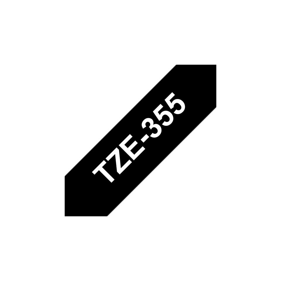 Schriftband, TZe-355, 24 mm breit / 8 m lang, weiß auf schwarz, laminiert BROTHER TZE355 BROTHER TZE355 24mm 8m