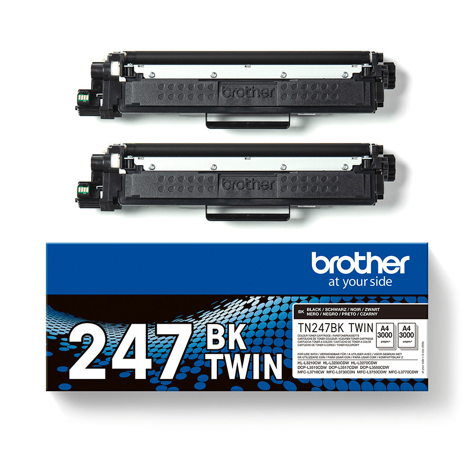Lasertoner, 2 x 3.000 Seiten, 2 Stück, schwarz BROTHER TN247BKTWIN