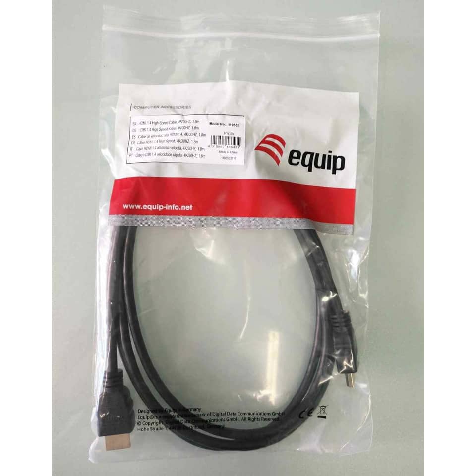 HDMI 1.4 High Speed Kabel, 3m, M/M, 4K/30Hz, 10.2Gbps EQUIP 119353