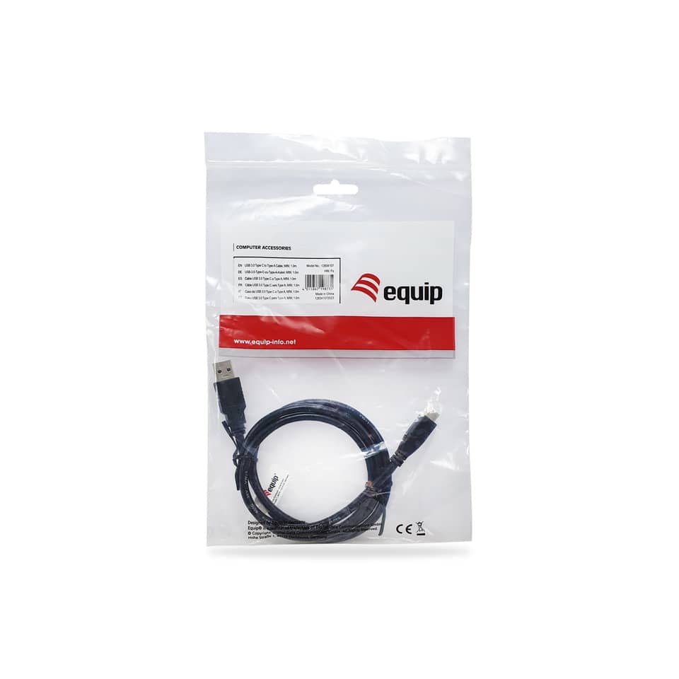 USB-Kabel 3.2 Gen 1, Type-C to A, 1m, M/M, 5Gbps, schwarz EQUIP 12834107 EQUIP 12834107/210187