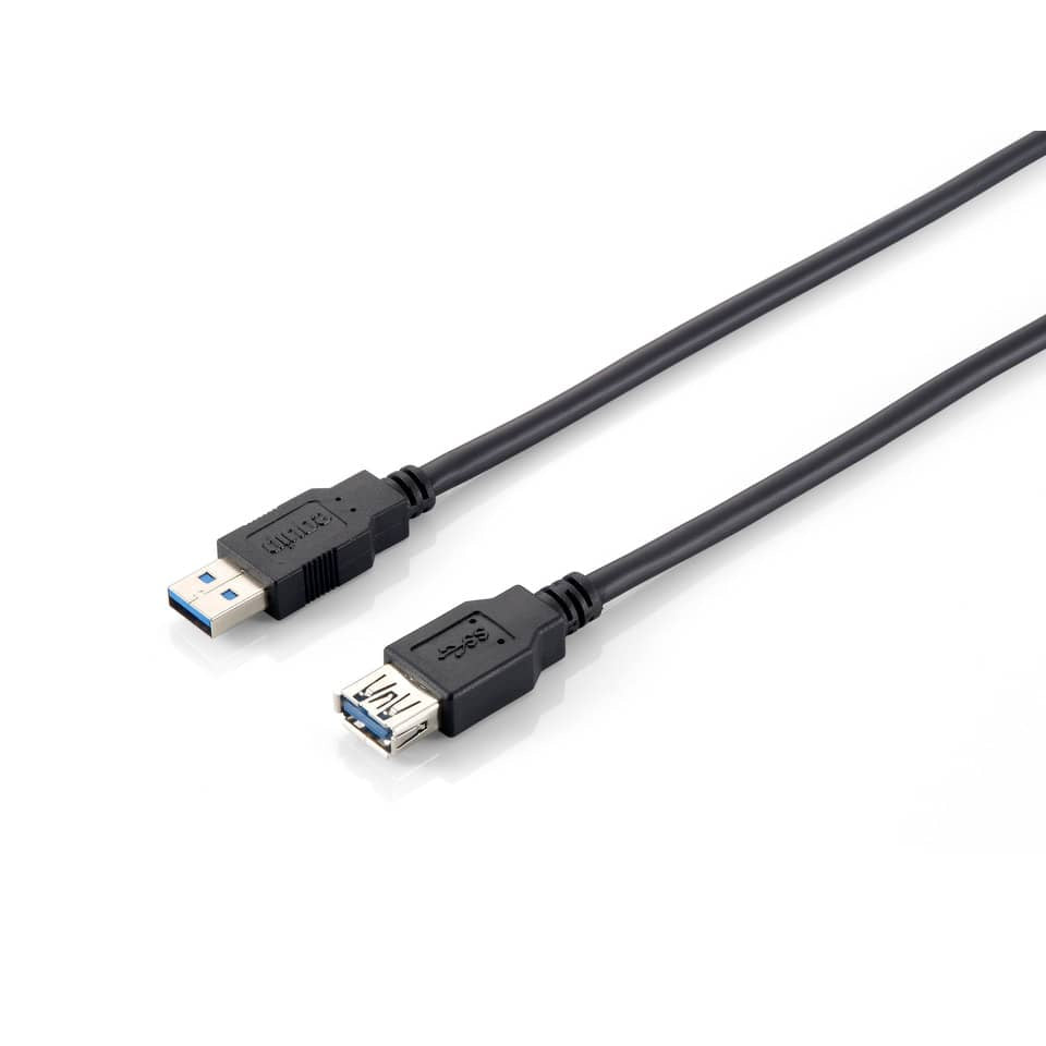 USB-Kabel 3.0, Type-A to A, 3m, M/F, 5Gbps, schwarz EQUIP 128399 EQUIP 128399/218060
