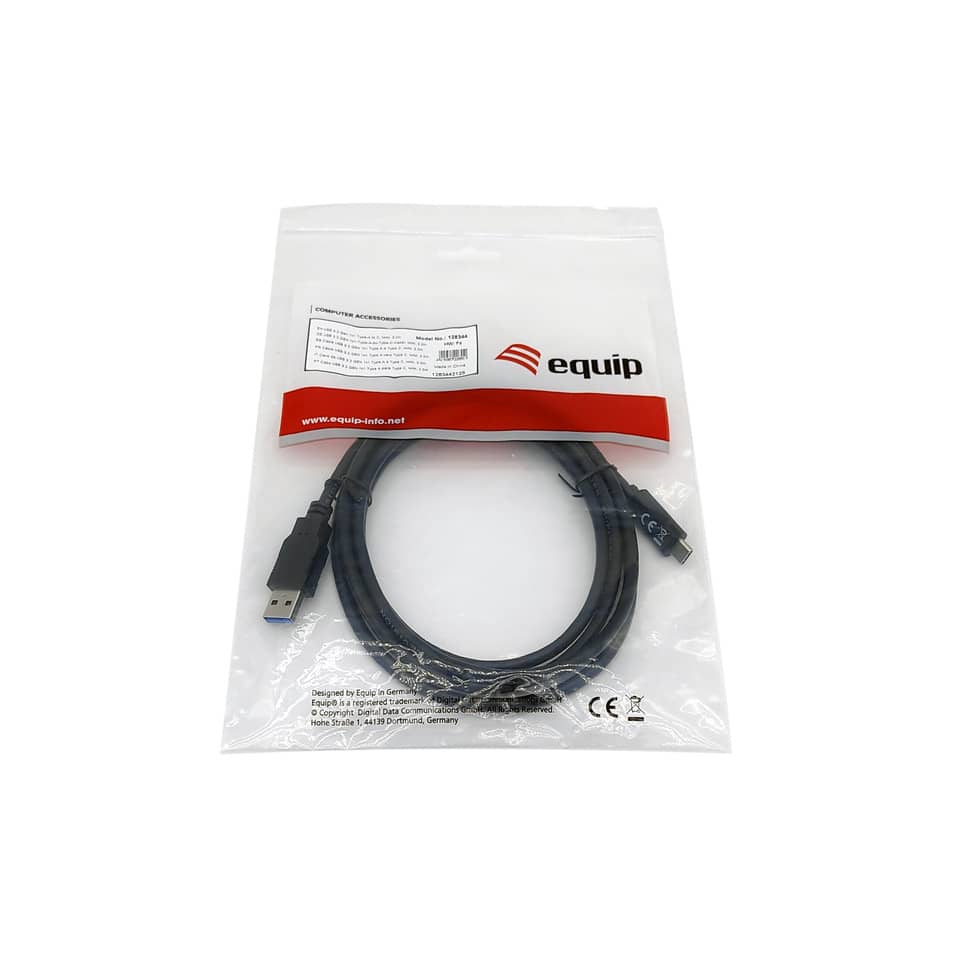 USB-Kabel 3.2 Gen 1, Type-C to A, 2m, M/M, 5Gbps, schwarz EQUIP 128344
