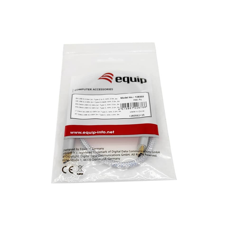 USB-Kabel 3.2 Gen 2, Type-C to C, 1m, M/M, 4K/60Hz, 10Gbps EQUIP 128356 EQUIP 128356/376772