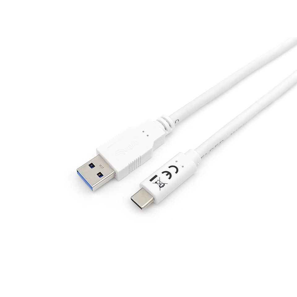 USB-Kabel 3.2 Gen 1, Type-C to A, 1m, M/M, 5Gbps, weiß EQUIP 128363