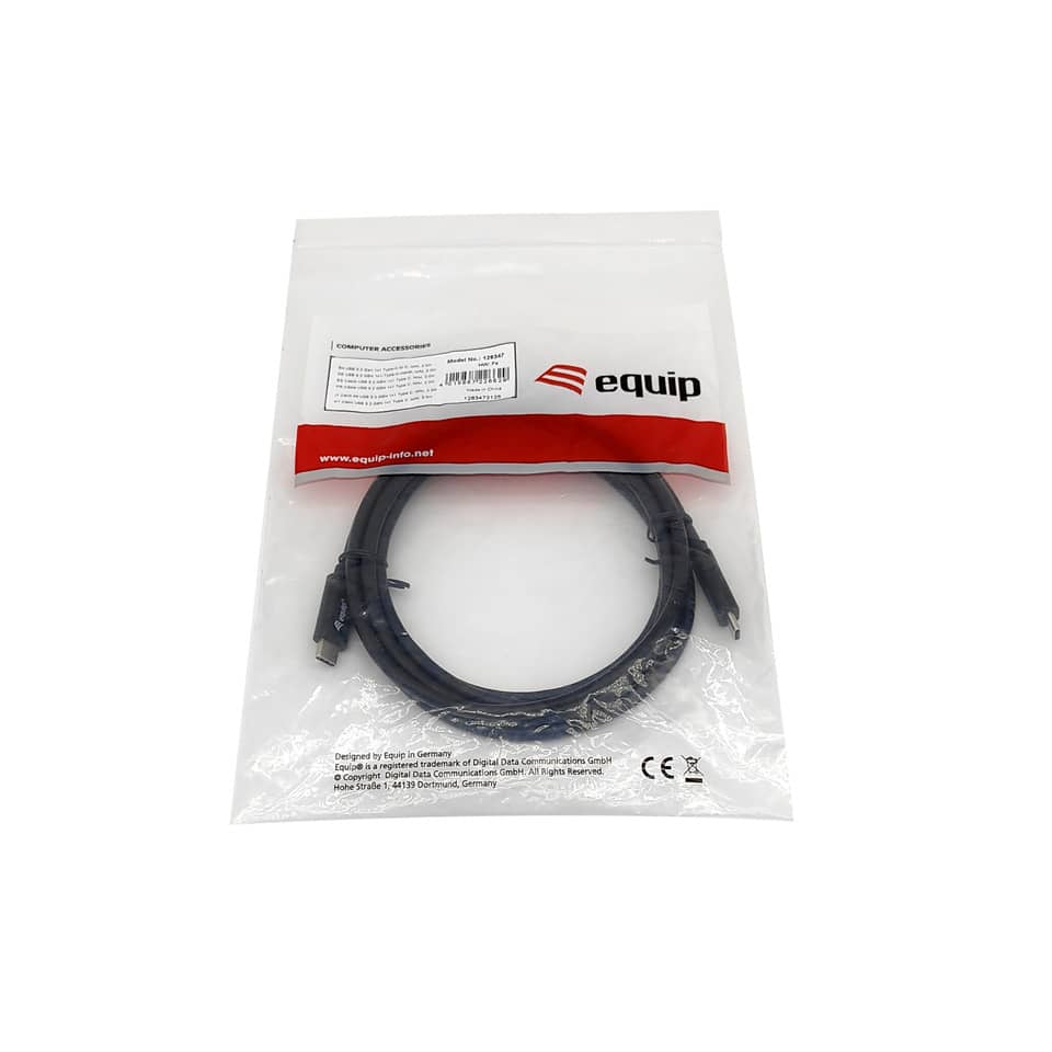 USB-Kabel 3.2 Gen 1, Type-C to C, 1m, M/M, 5Gbps, schwarz EQUIP 128346