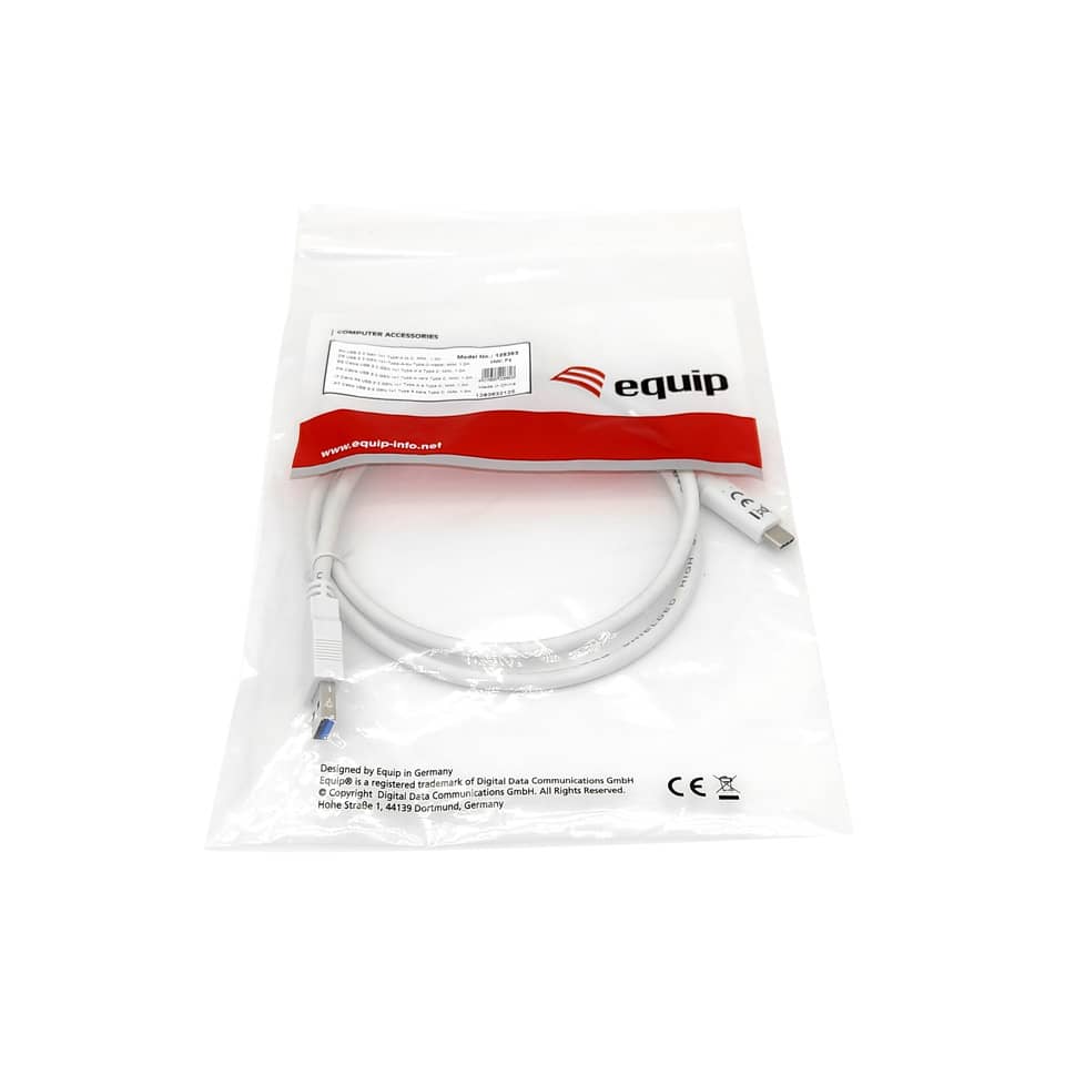 USB-Kabel 3.2 Gen 1, Type-C to A, 1m, M/M, 5Gbps, weiß EQUIP 128363