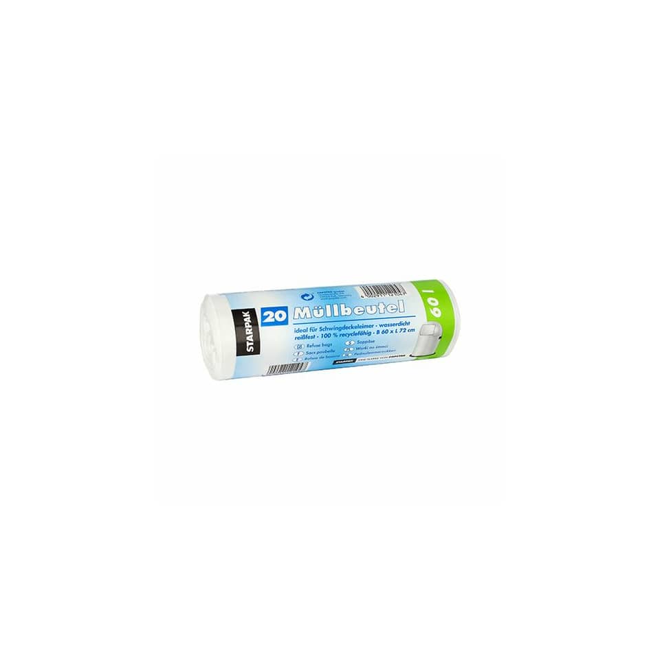 Müllbeutel 60 Liter, LDPE 17 my weiß   20 Stück STARPAK 12104 STARPAK 12104 72x60cm