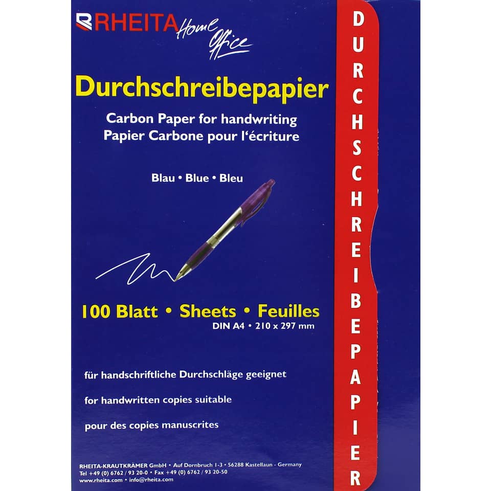 Durchschreibepapier, A4, 100 Blatt, blau RHEITA 8173-100