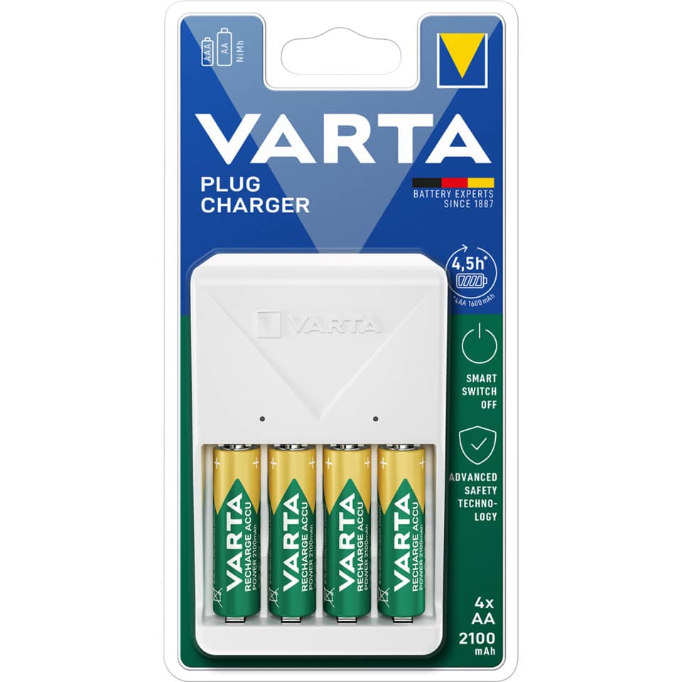 Ladegerät Akku +4xAA weiß VARTA 57657 101 451 VARTA 57657 101 451 Plug Charger