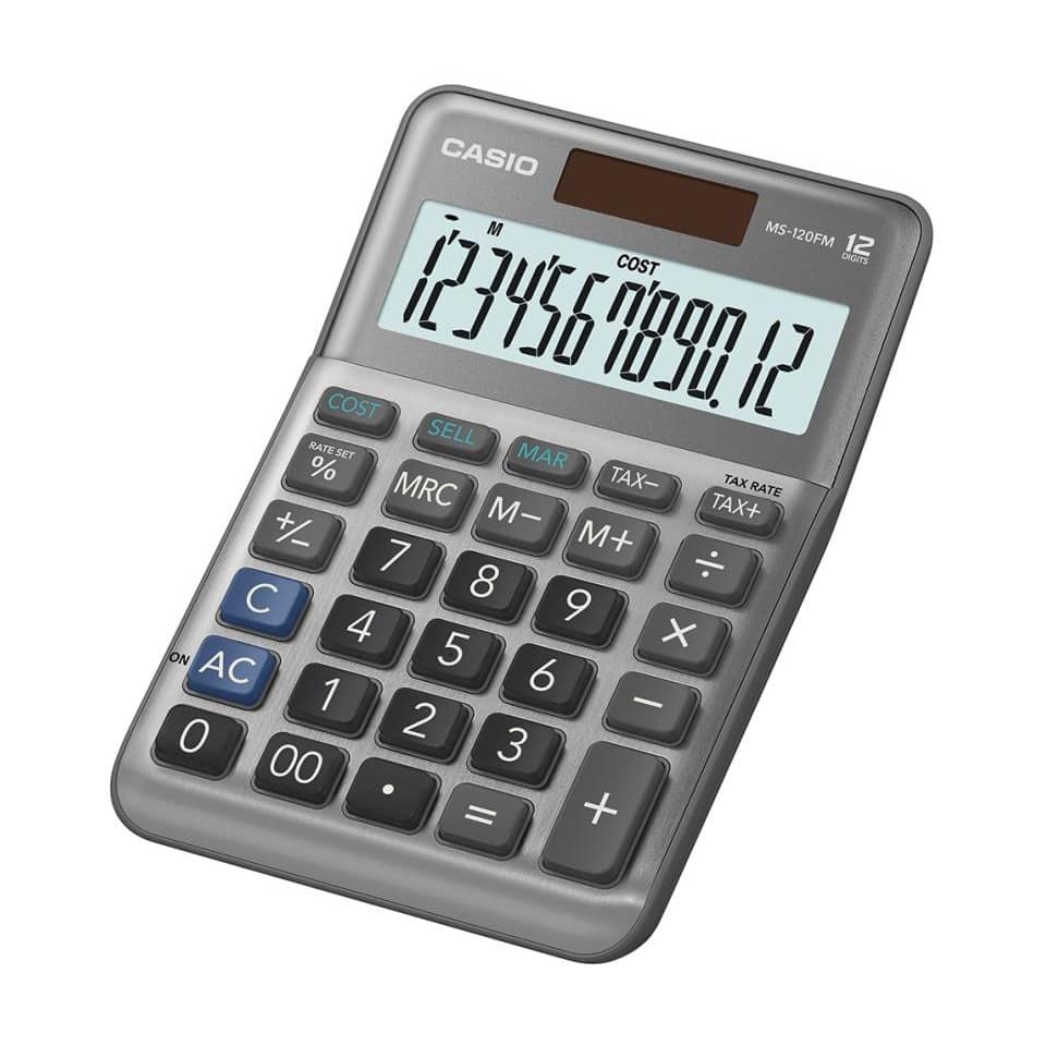 Tischrechner, Steuerberechnung, Gewinnberechnung, 12-stellig, edle Alumimium-Front CASIO MS-120FM