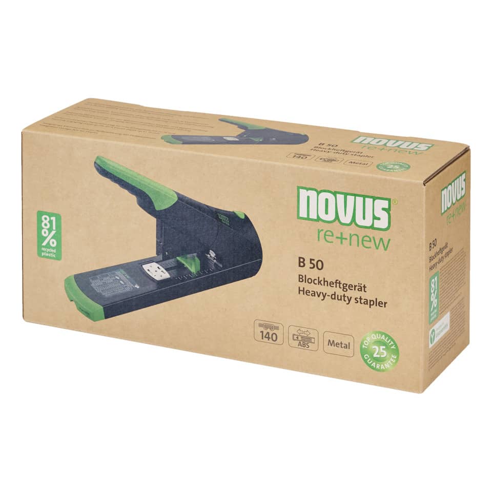 Blockheftgerät B 50 re+new, 140 Blatt, Einlegetiefe 75 mm, schwarz NOVUS 023-0065 NOVUS 023-0065 60-B50RENEW