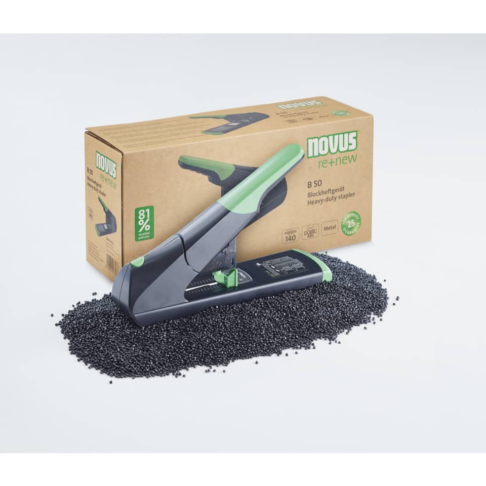 Blockheftgerät B 50 re+new, 140 Blatt, Einlegetiefe 75 mm, schwarz NOVUS 023-0065 NOVUS 023-0065 60-B50RENEW