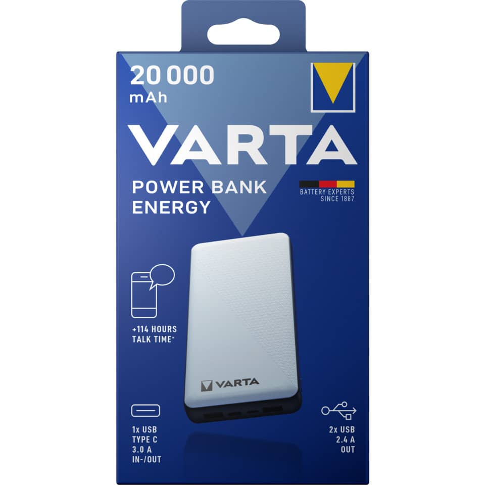 Ladestation Powerbank 20.000 mAh weiß VARTA 57978 101 111