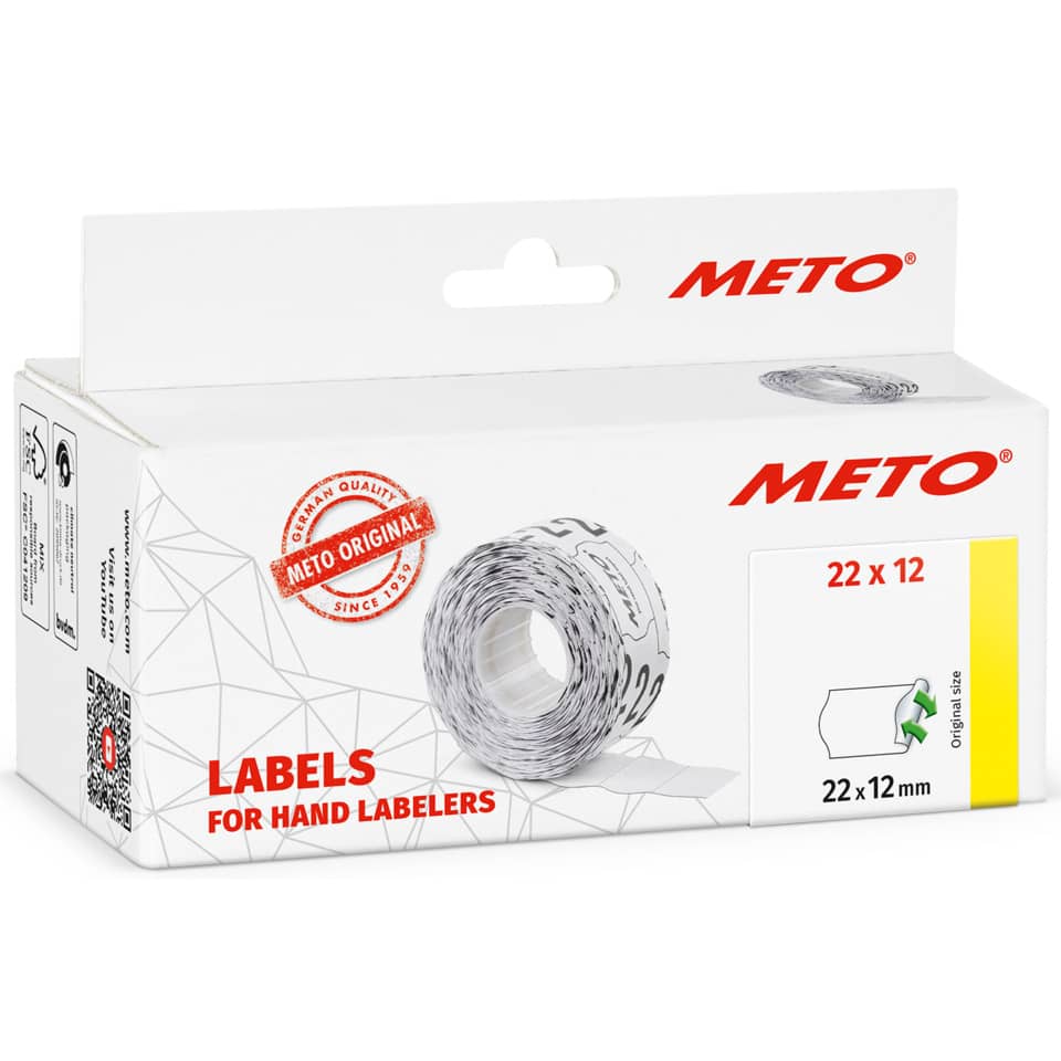 Auszeichnungsetiketten ablösbar, 22x12mm, 6 Rollen, weiß METO 9506154 METO 9506154 ablösbar