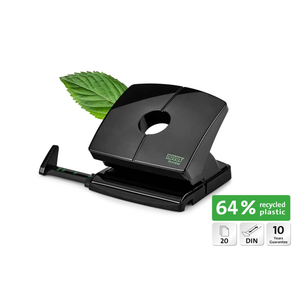 Locher B 220 re+new, 2mm/20 Blatt, Anschlagschiene, Metall, schwarz NOVUS 025-0650 NOVUS 025-0650 60-B220RENEW