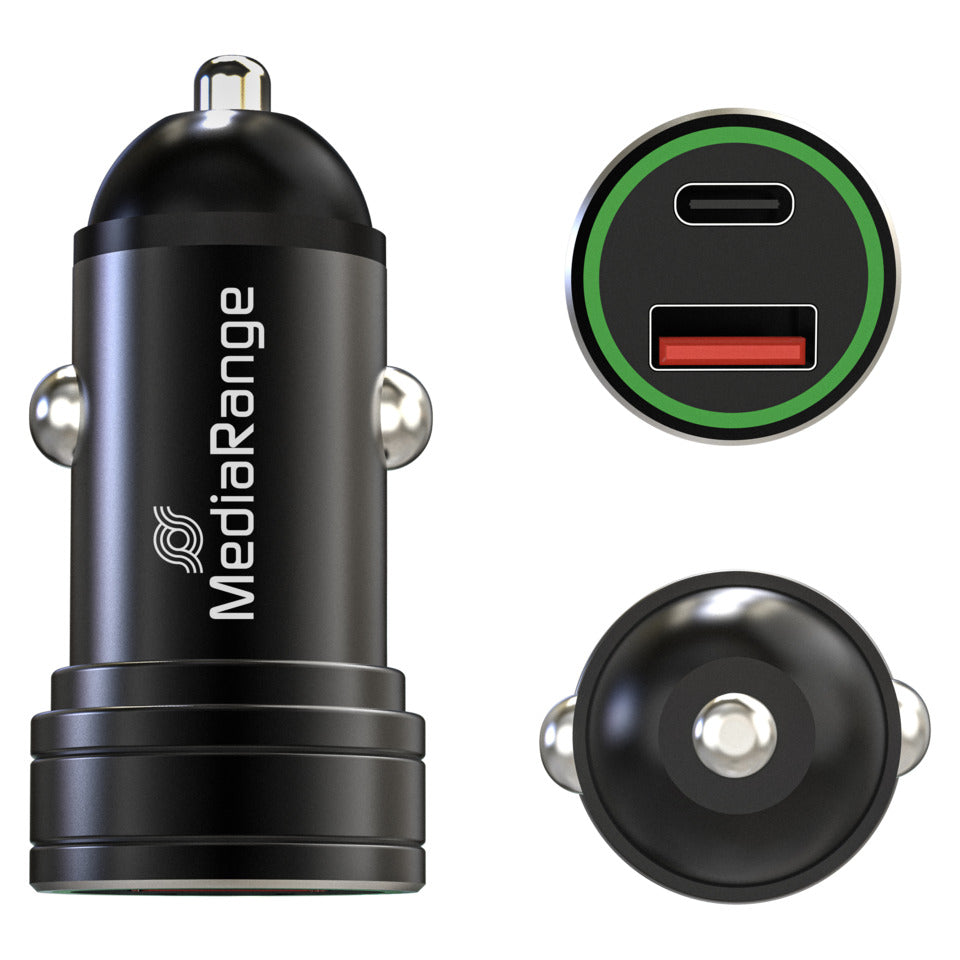 Ladegerät KFZ, USB-A/USB-C, schwarz MEDIARANGE MRMA120