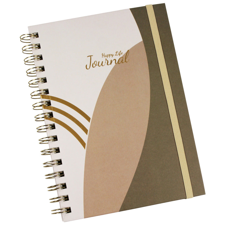Spiralnotizbuch Happy Life, A5, 80g/m², 100 Blatt, kariert, braun DONAU 1348104-06