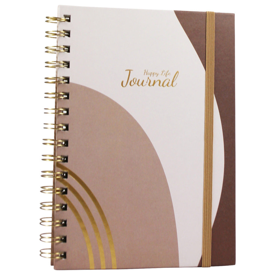 Spiralnotizbuch Happy Life, A5, 80g/m², 100 Blatt, liniert, braun DONAU 1348104-02