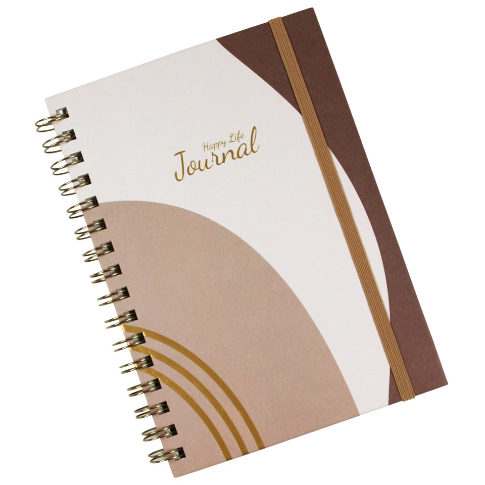 Spiralnotizbuch Happy Life, A5, 80g/m², 100 Blatt, liniert, braun DONAU 1348104-02