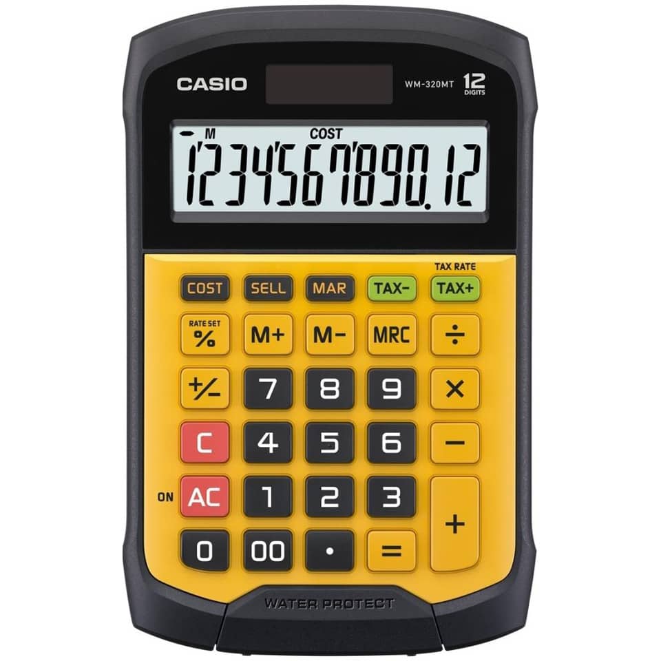 Tischrechner klein, abwaschbar, wasser-/staubfest, für anspruchsvolle Arbeitsumgebungen CASIO WM-320MT CASIO WM-320MT Batterie