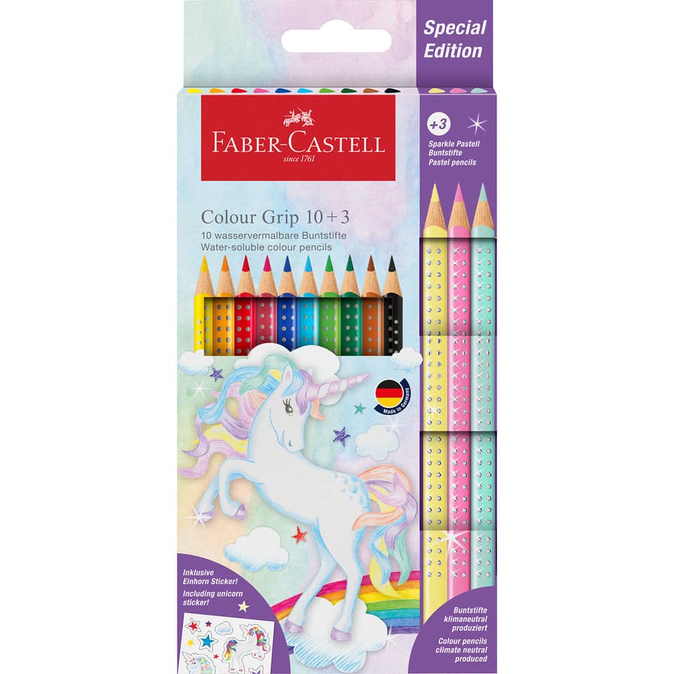 Farbstiftetui Colour Grip Einhorn, 10+3 Stück, sortiert FABER CASTELL 201542 FABER CASTELL 201542 Einhorn