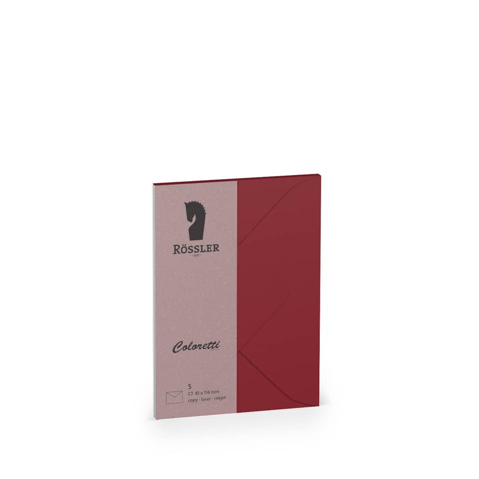 Briefumschlag Coloretti, C7, 80g/m², nassklebend, 5 Stück, rosso RÖSSLER 220707572 COLORETTI 220707572