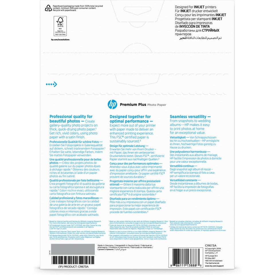 Inkjetpapier 20 Blatt semi-glo   A4 300g HP CR673A HP P CR673A   A4 300g