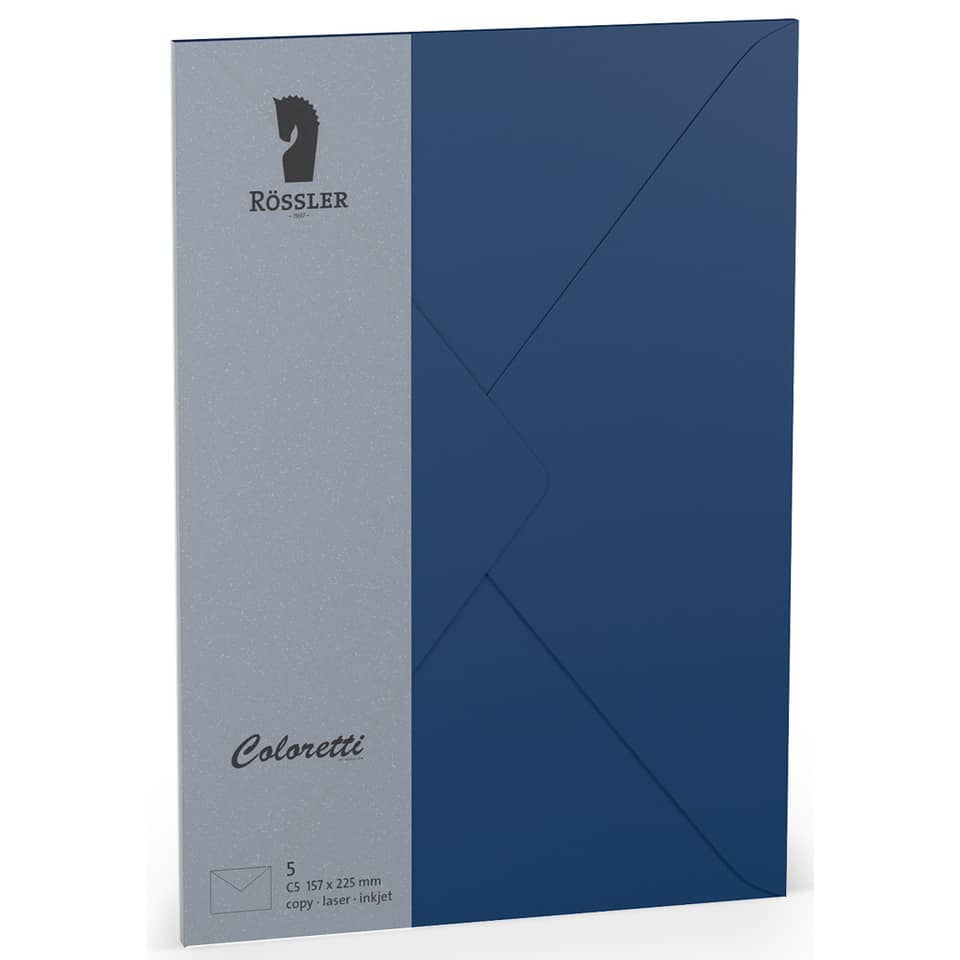 Briefumschlag Coloretti, C5, 80g/m², nassklebend, 5 Stück, jeans RÖSSLER 220711590 COLORETTI 220711590