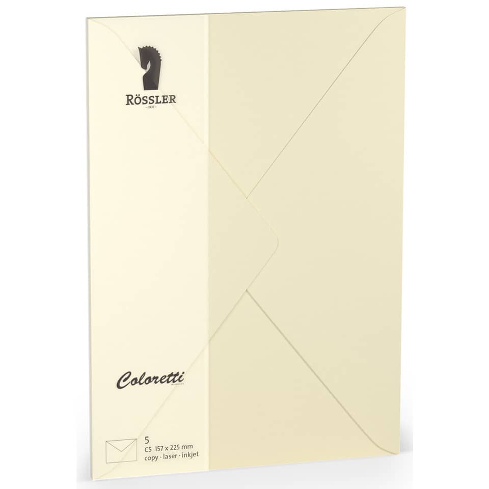 Briefumschlag Coloretti, C5, 80g/m², nassklebend, 5 Stück, creme RÖSSLER 220711512 COLORETTI 220711512