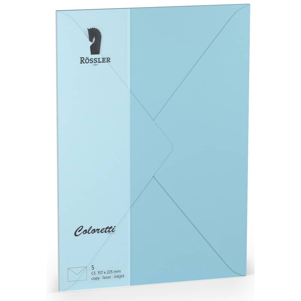 Briefumschlag Coloretti, C5, 80g/m², nassklebend, 5 Stück, himmelblau RÖSSLER 220711517 COLORETTI 220711517