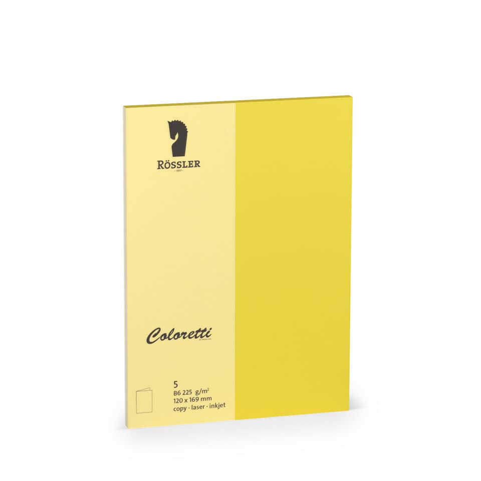 Briefkarte Coloretti, B6hd, 225g/m², 5 Stück, goldgelb RÖSSLER 220719543 COLORETTI 220719543