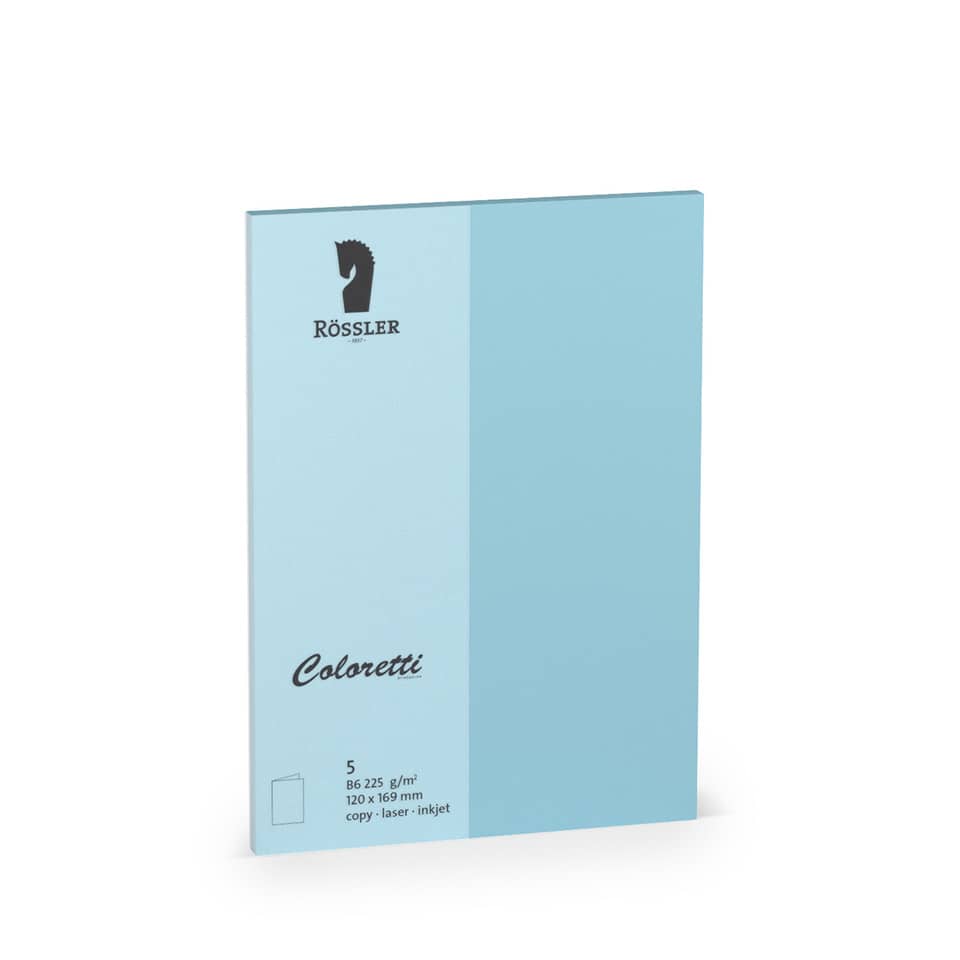 Briefkarte Coloretti, B6hd, 225g/m², 5 Stück, himmelblau RÖSSLER 220719517 COLORETTI 220719517