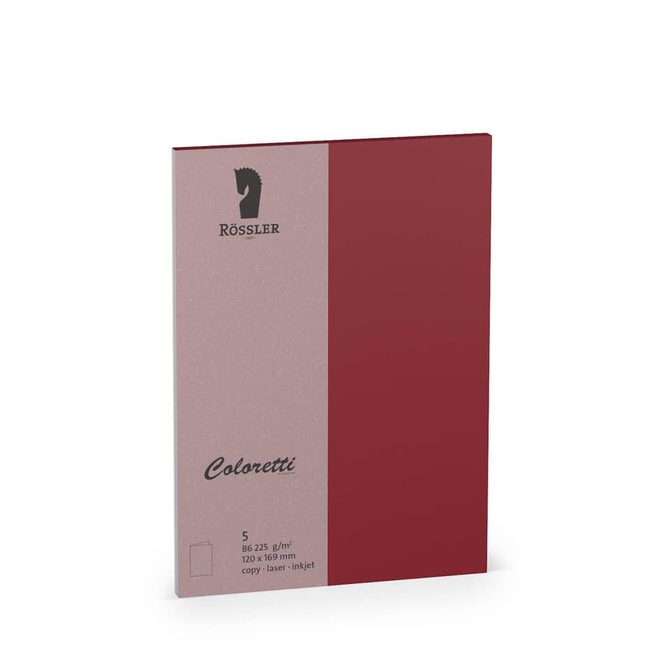 Briefkarte Coloretti, B6hd, 225g/m², 5 Stück, rosso RÖSSLER 220719572 COLORETTI 220719572