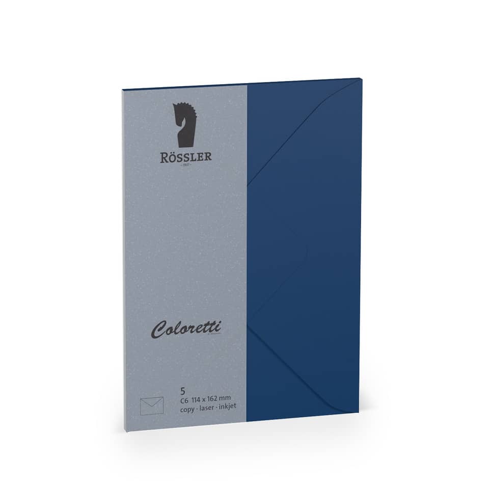 Briefumschlag Coloretti, C6, 80g/m², nassklebend, 5 Stück, jeans RÖSSLER 220705590 COLORETTI 220705590