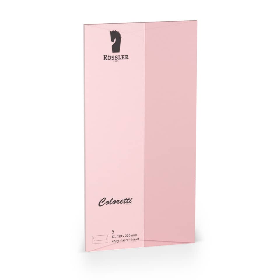 Briefumschlag Coloretti, DIN lang, 80g/m², nassklebend, 5 Stück, rosa RÖSSLER 220702523 COLORETTI 220702523