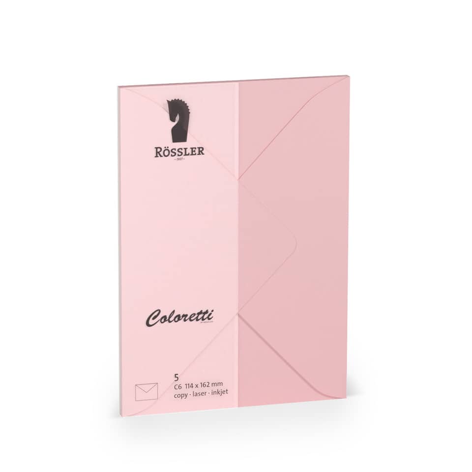 Briefumschlag Coloretti, C6, 80g/m², nassklebend, 5 Stück, rosa RÖSSLER 220705523 COLORETTI 220705523