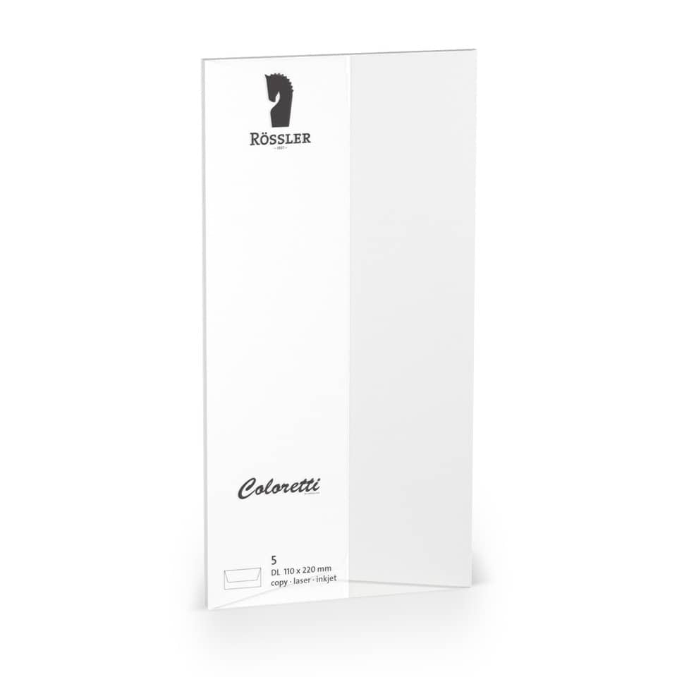Briefumschlag Coloretti, DIN lang, 80g/m², nassklebend, 5 Stück, weiß RÖSSLER 220702509 COLORETTI 220702509